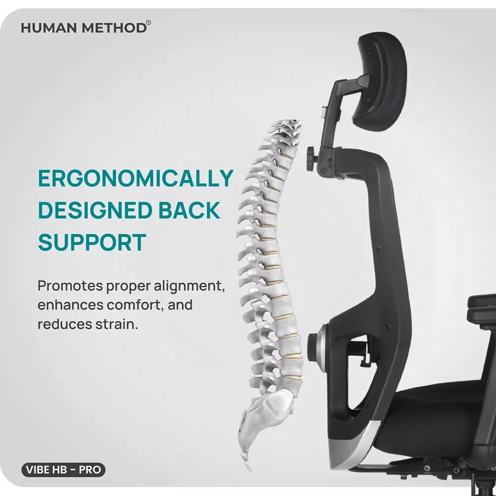 HUMAN METHOD VIBE PRO Series Premium Office & Study Chair Ergonomic Breathable Mesh High Back Black, HMVS01-PR01