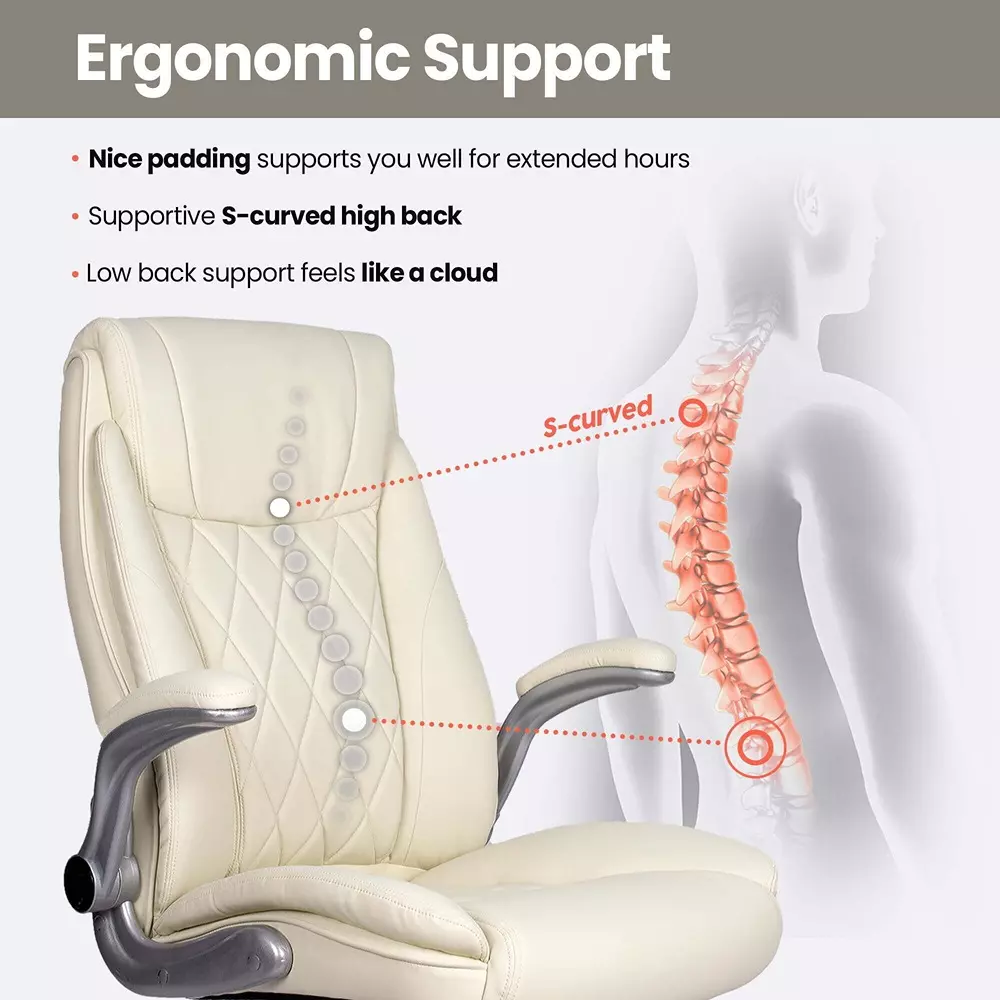 CHAIRTECH High Back Office Conference Chair Leatherette White Ergonomic for Office & Professional Use