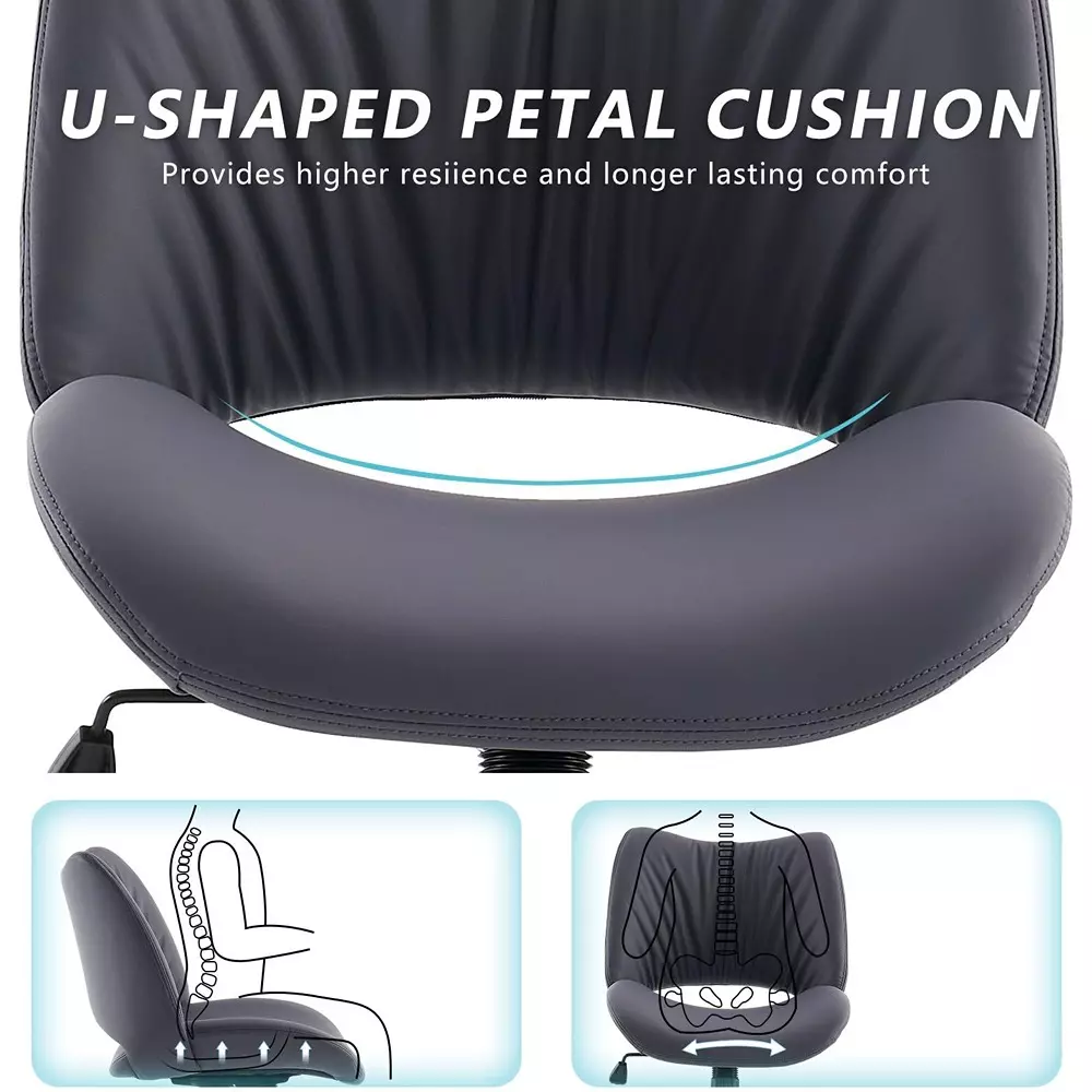 CHAIRTECH Armless Office Visitor Chair Faux Leather Black for Office & Professional Use