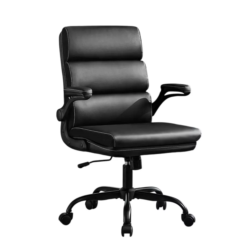 CHAIRTECH Mid/Medium/Low Height Adjustable Office Chair Leatherette Black for Office & Professional Use