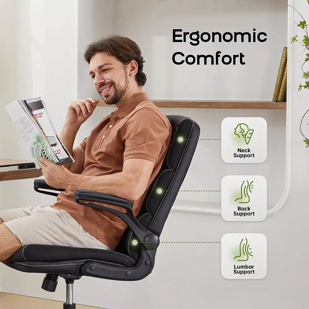 CHAIRTECH Mid/Medium/Low Height Adjustable Office Chair Leatherette Black for Office & Professional Use