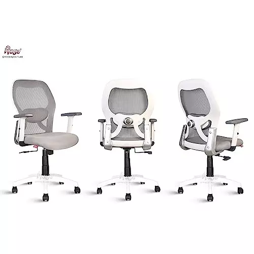 Rose Platinum Ergonomic Office Chair Mid Back White & Grey India