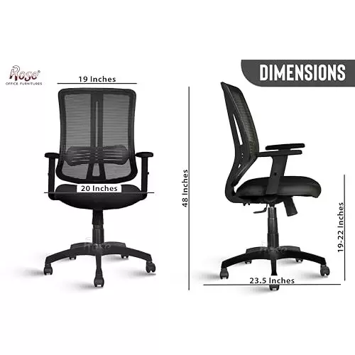 Rose Wave Ergonomic Office Chair Mid Back Black India