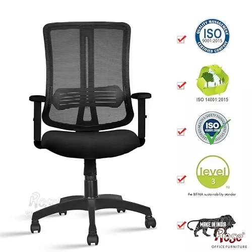 Rose Wave Ergonomic Office Chair Mid Back Black India