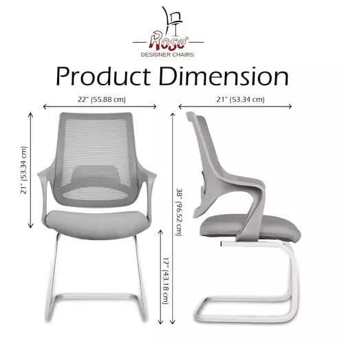 Rose Mono Visitor Chair with Metal Stand Mid Back Grey India