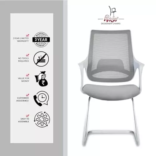 Rose Mono Visitor Chair with Metal Stand Mid Back Grey India