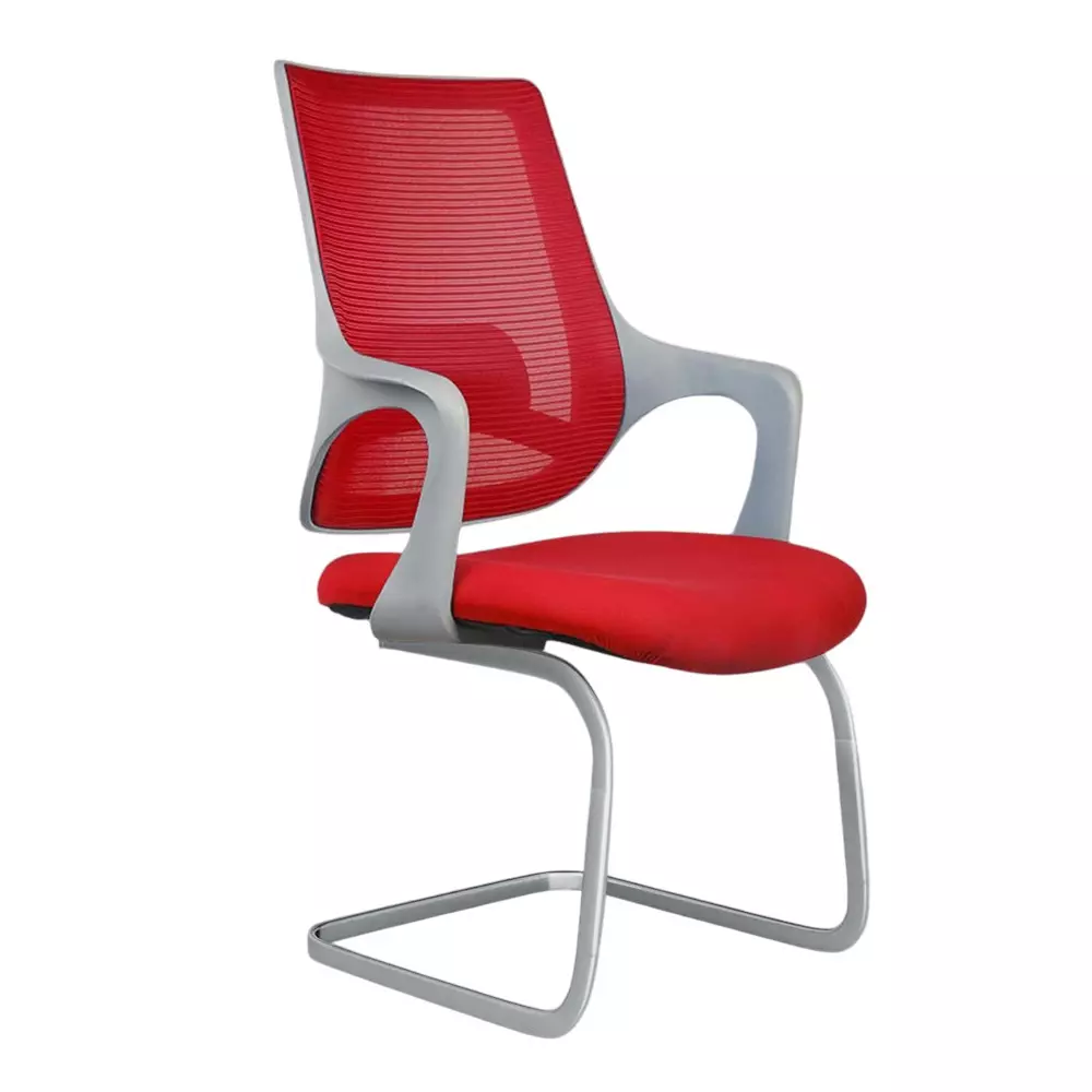 Rose Mono Visitor Chair with Metal Stand Mid Back Grey & Red India