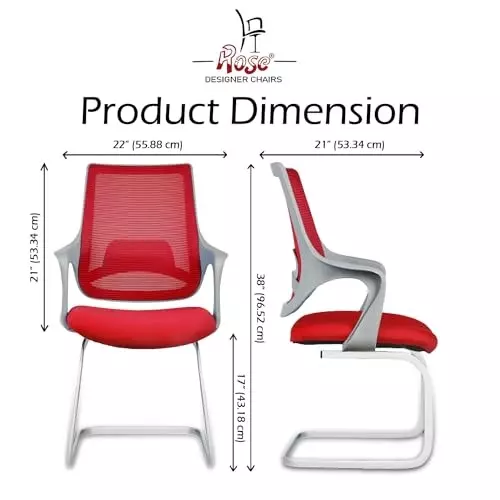 Rose Mono Visitor Chair with Metal Stand Mid Back Grey & Red India