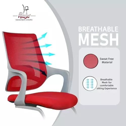 Rose Mono Visitor Chair with Metal Stand Mid Back Grey & Red India