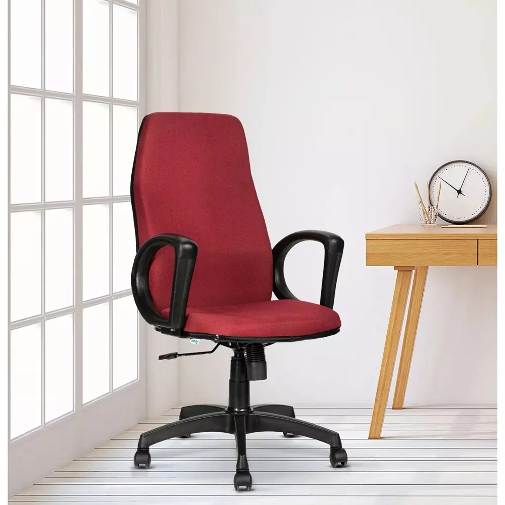SAHANI Medium Back Revolving Office Chair Fabric Arm Rest Maroon, SSF-05