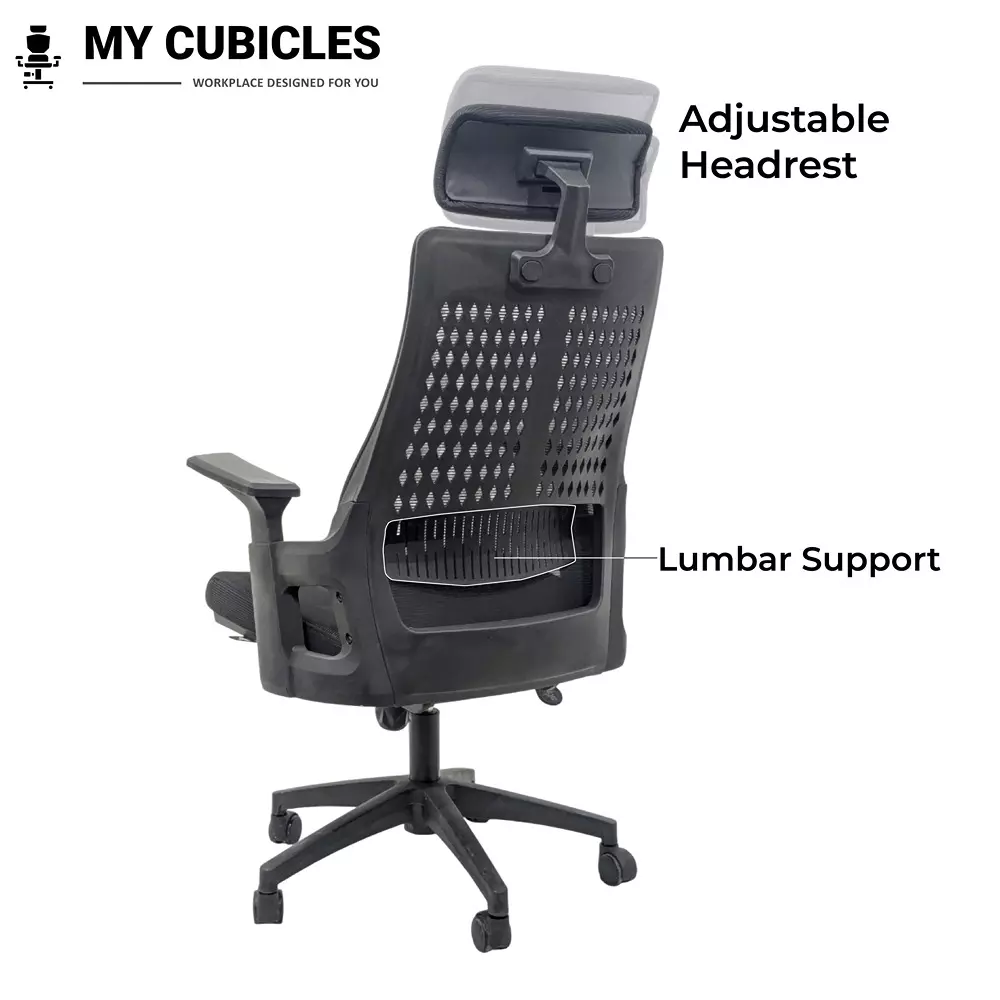 MY CUBICLES Nova Executive Office Chair High Back Polyurethane Foam Weight Capacity Upto 125 Kg Black, MC0011