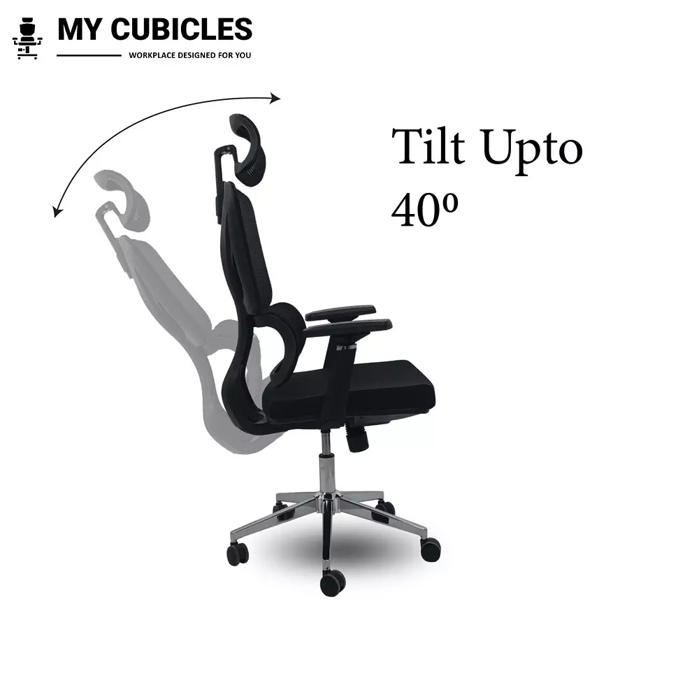 MY CUBICLES Ergo Gladiator Executive Office Chair High Back Polyurethane Foam Weight Capacity Upto 120 Kg Black, MC0077