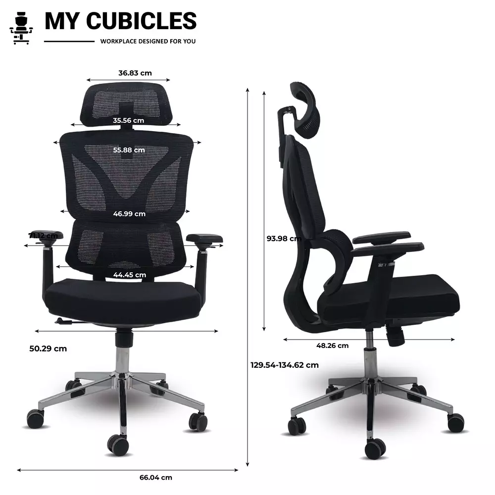 MY CUBICLES Ergo Gladiator Executive Office Chair High Back Polyurethane Foam Weight Capacity Upto 120 Kg Black, MC0077