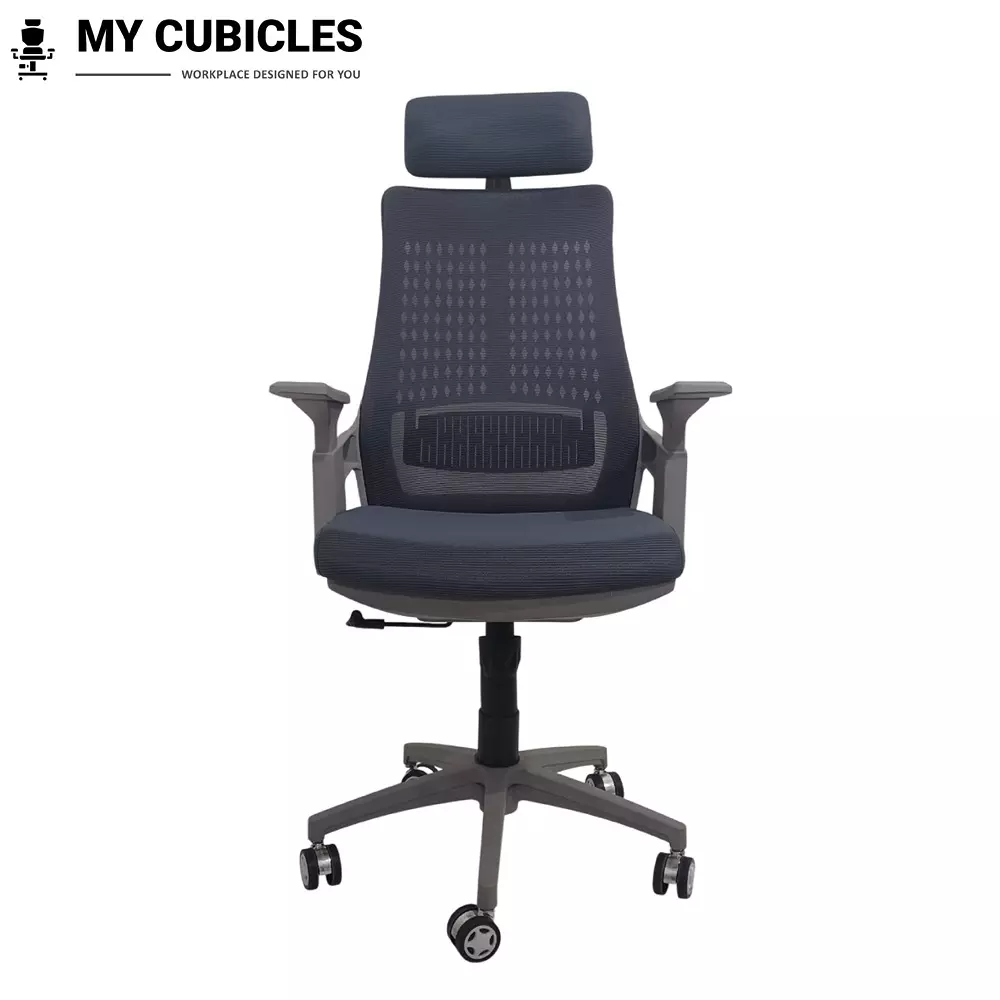 MY CUBICLES Nova Executive Office Chair High Back Polyurethane Foam Weight Capacity Upto 125 Kg Grey, MC0096