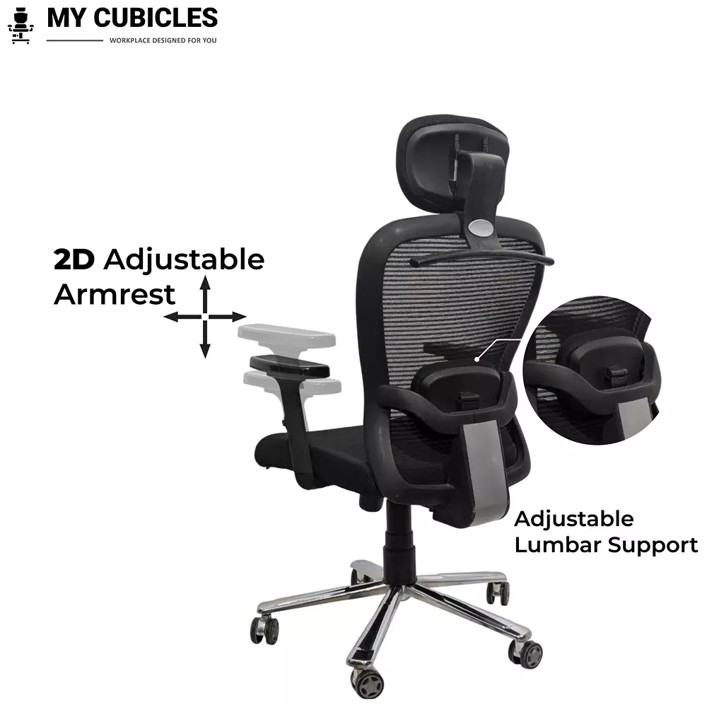 MY CUBICLES Cosmic Horizon Office Ergonomic Chair High Back Polyurethane Foam Weight Capacity Upto 125 Kg Black, MC0051