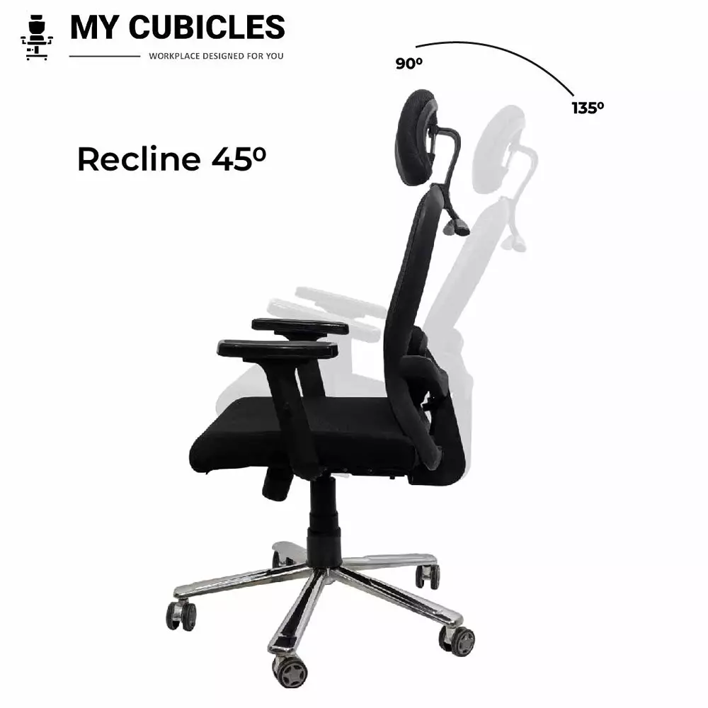 MY CUBICLES Cosmic Horizon Office Ergonomic Chair High Back Polyurethane Foam Weight Capacity Upto 125 Kg Black, MC0051