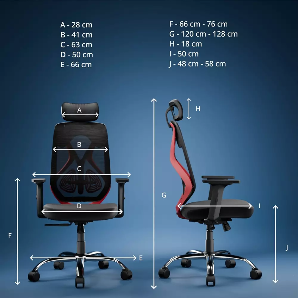 Vergo Office Chair Transform Classic HB High Back Black Red for WFH/Study/Computer Desk with 1D Armrests