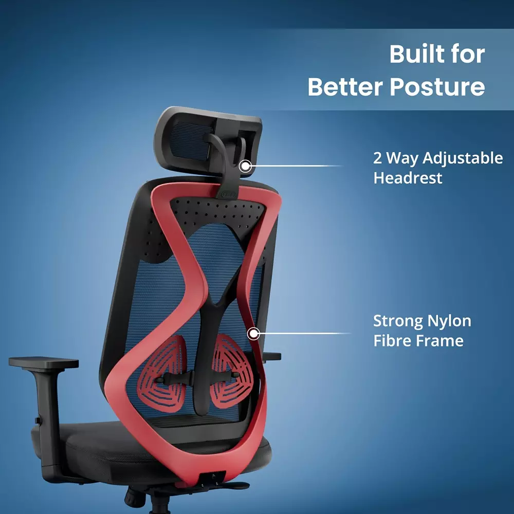 Vergo Office Chair Transform Classic HB High Back Black Red for WFH/Study/Computer Desk with 1D Armrests