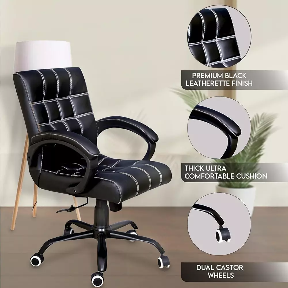 zidle-funk-mid-back-office-chair-black-premium-faux-leather-with-spacious-cushion-seat-heavy-duty-metal-base