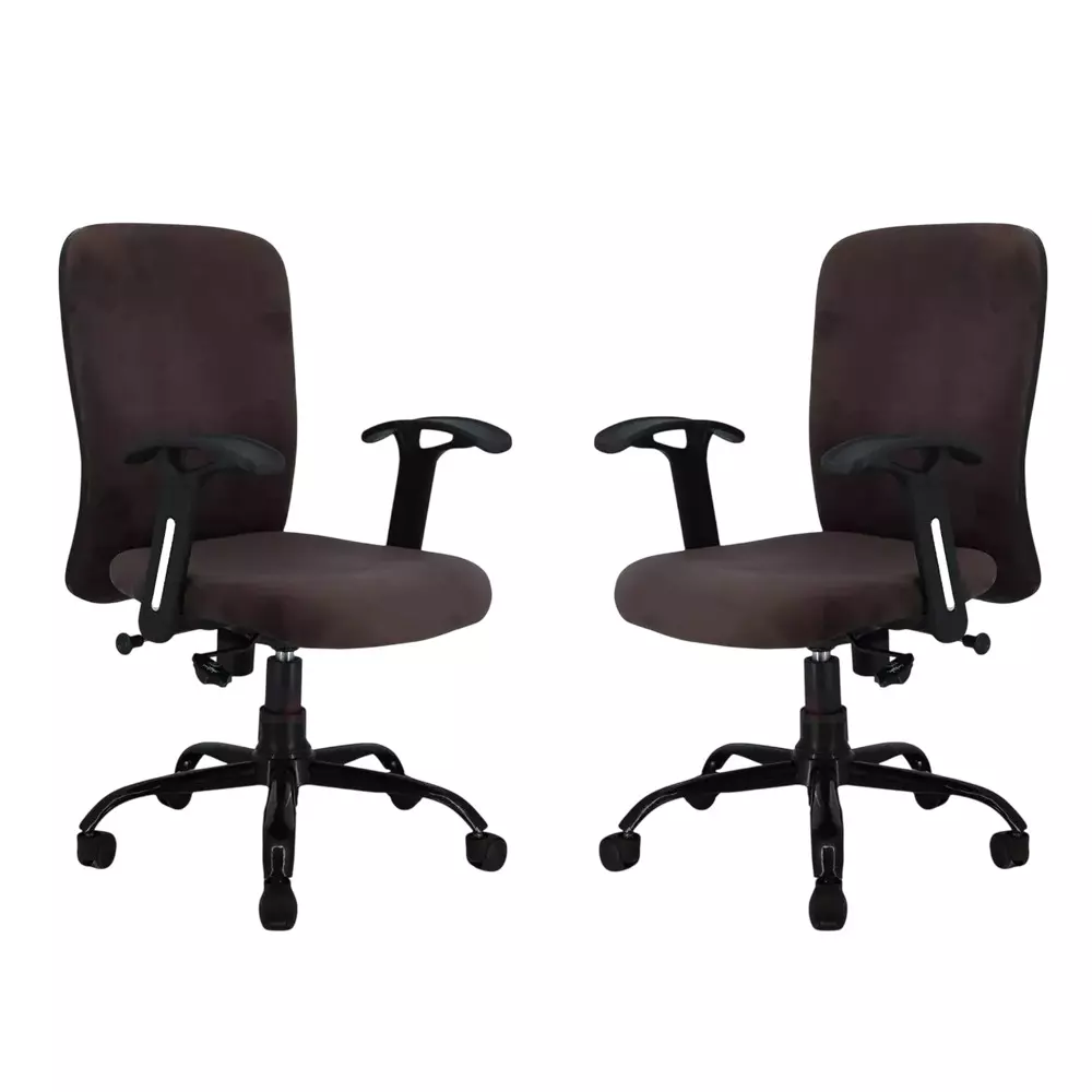 Zidle Rainbow Adjustable Back Office Chair with Armrest Leatherette & Wood 114.3x60.96 cm Brown for Study & Home, Office, (Pack of 2 Pcs)