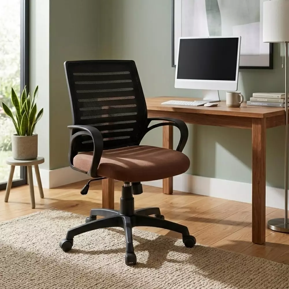 activa-jerry-ergonomic-office-chair-medium-back-mesh-fabric-brown-for-home-office-use