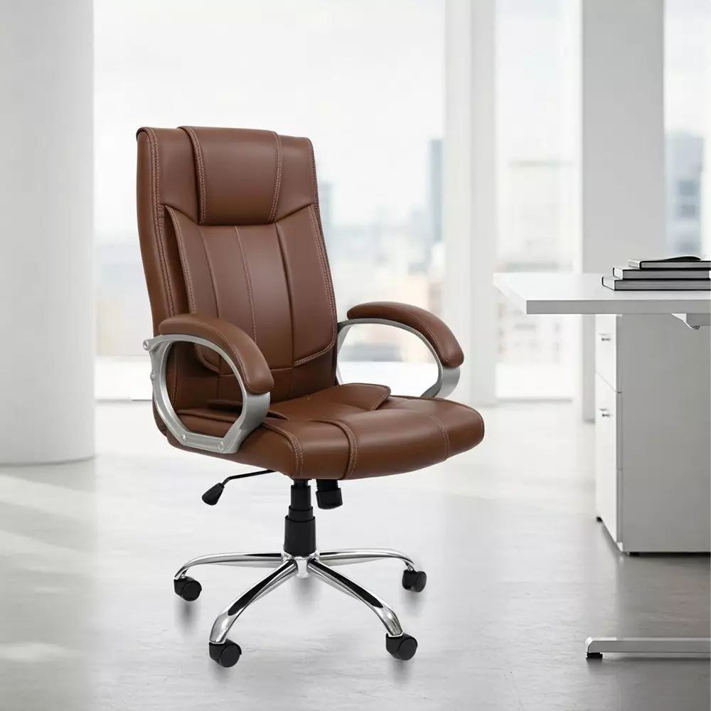 activa-kylie-ergonomic-boss-chair-with-padded-seat-arm-rest-high-back-premium-leatherette-pu-foam-brown-for-home-gaming-office-use