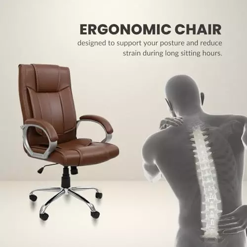 activa-kylie-ergonomic-boss-chair-with-padded-seat-arm-rest-high-back-premium-leatherette-pu-foam-brown-for-home-gaming-office-use