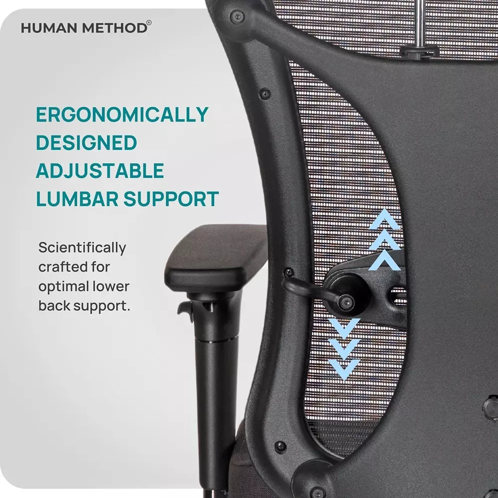HUMAN METHOD PERFORMANCE Series Premium Revolving Office Chair Ergonomic High Back Mesh with Multi Lock & Seat Slider Black, HMKR01-SP01