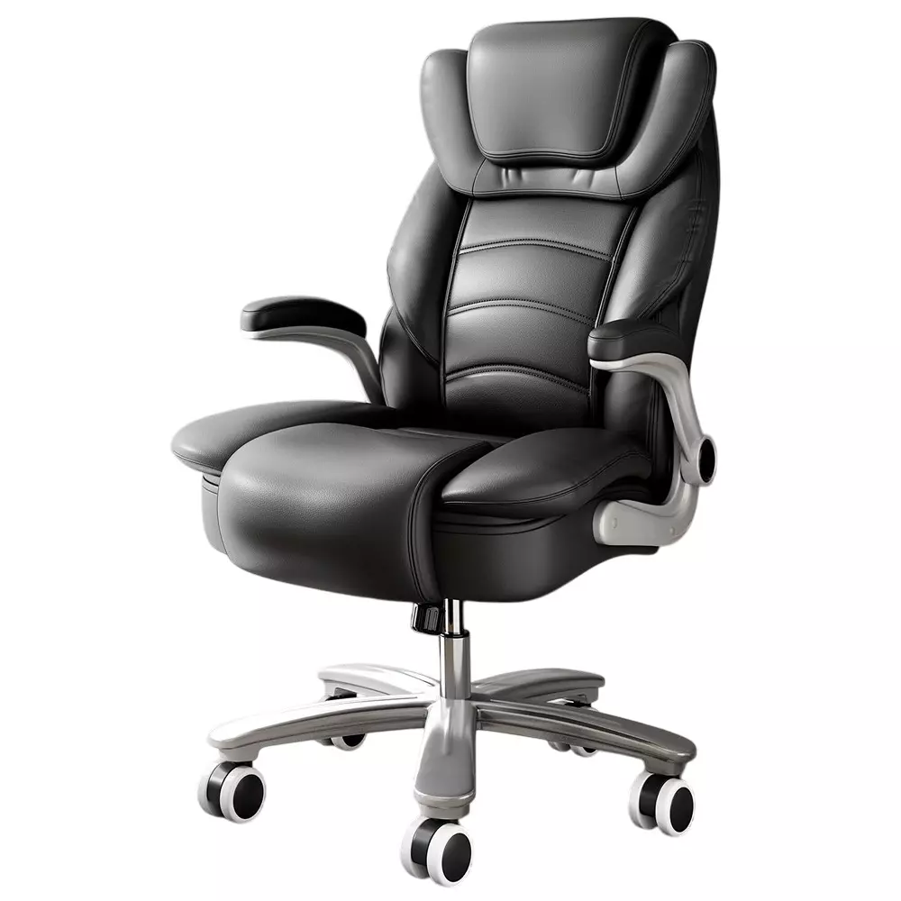 CHAIRTECH High Back with Steel Base Office Chair Leatherette Black for Office & Professional Use