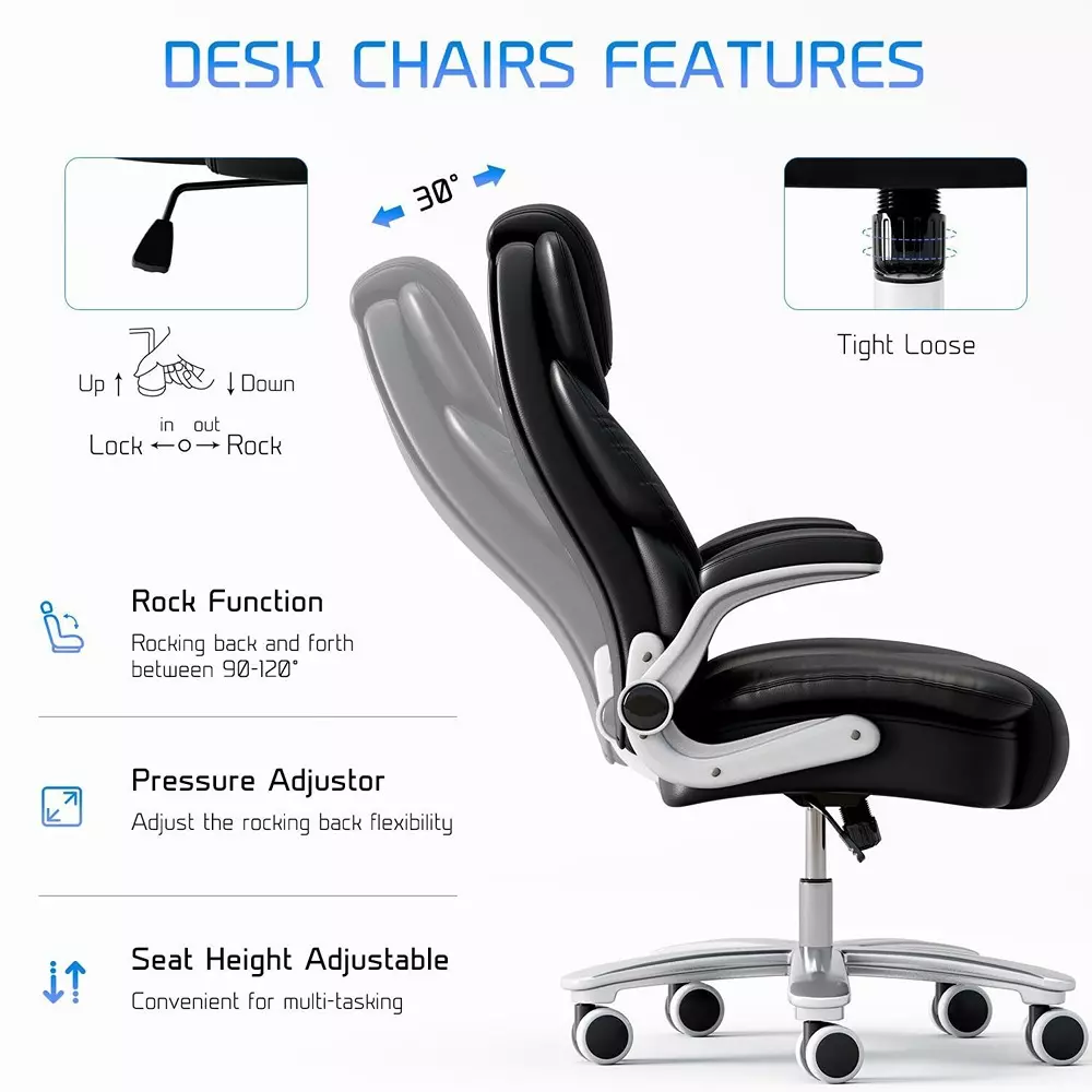 CHAIRTECH High Back with Steel Base Office Chair Leatherette Black for Office & Professional Use