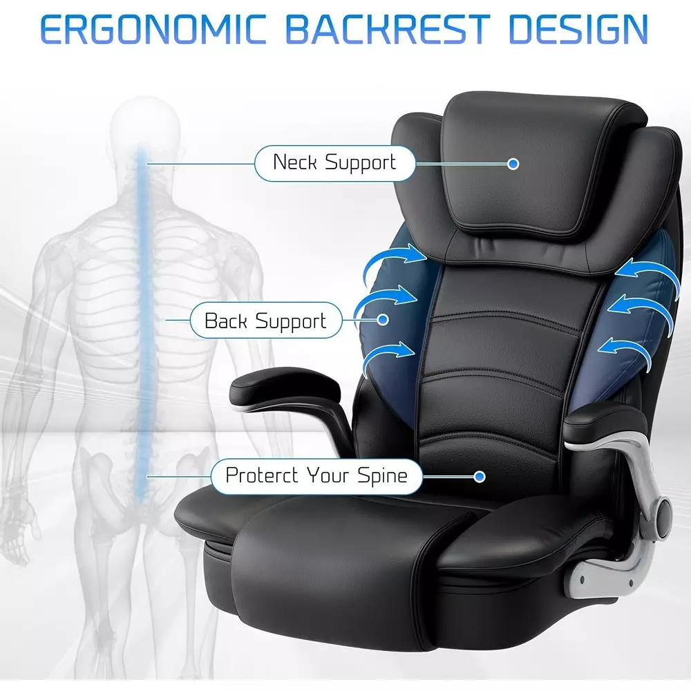 CHAIRTECH High Back with Steel Base Office Chair Leatherette Black for Office & Professional Use