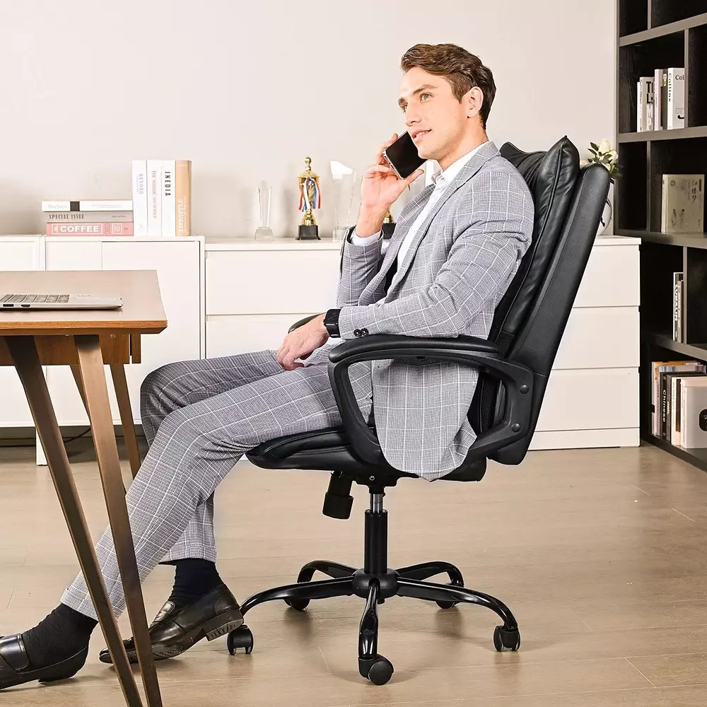 CHAIRTECH High Back Extra Padded Office Chair Leatherette Black for Office & Professional Use