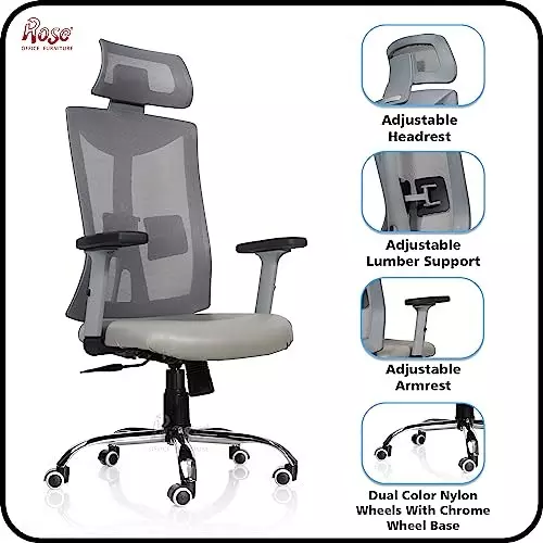 Rose Henley Ergonomic Office Chair ‎High Back Grey India