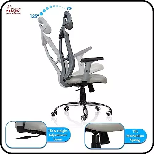 Rose Henley Ergonomic Office Chair ‎High Back Grey India