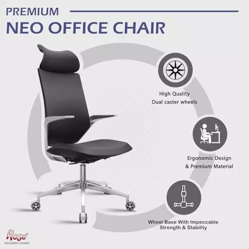 Rose Pablo Office & Home Chair ‎PU Leatherette High Back Black India