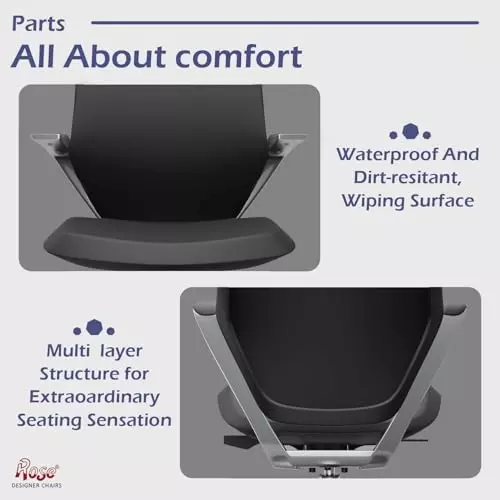 Rose Pablo Office & Home Chair ‎PU Leatherette High Back Black India