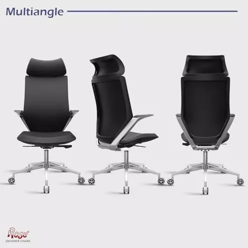 Rose Pablo Office & Home Chair ‎PU Leatherette High Back Black India