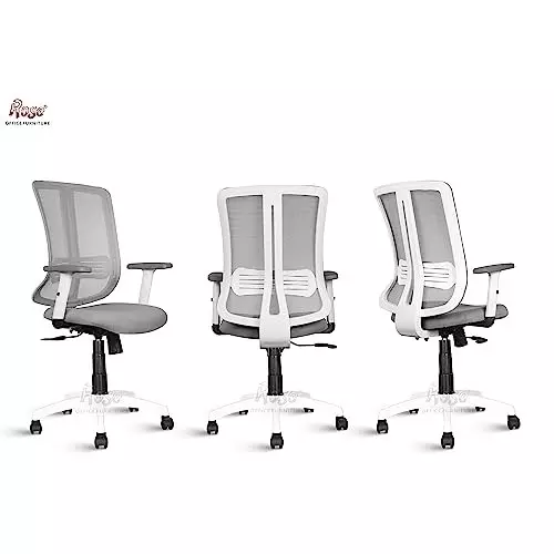 Rose Wave Ergonomic Office Chair Mid Back White & Grey India
