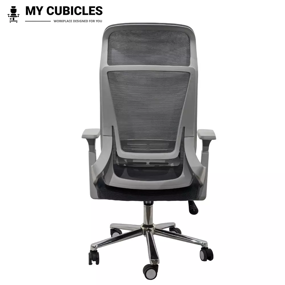MY CUBICLES Zeta Ergonomic Office Chair High Back Polyurethane Foam Weight Capacity Upto 125 Kg Grey, MC0057