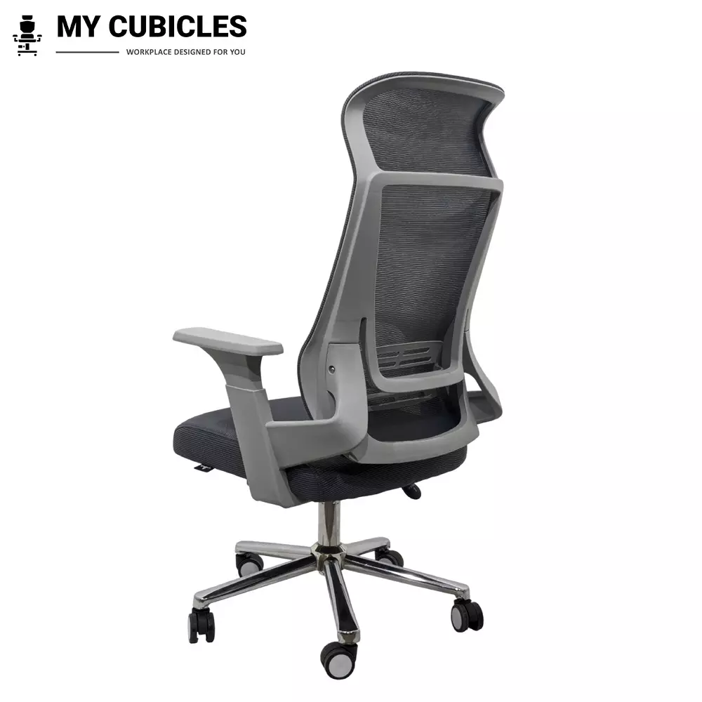 MY CUBICLES Zeta Ergonomic Office Chair High Back Polyurethane Foam Weight Capacity Upto 125 Kg Grey, MC0057