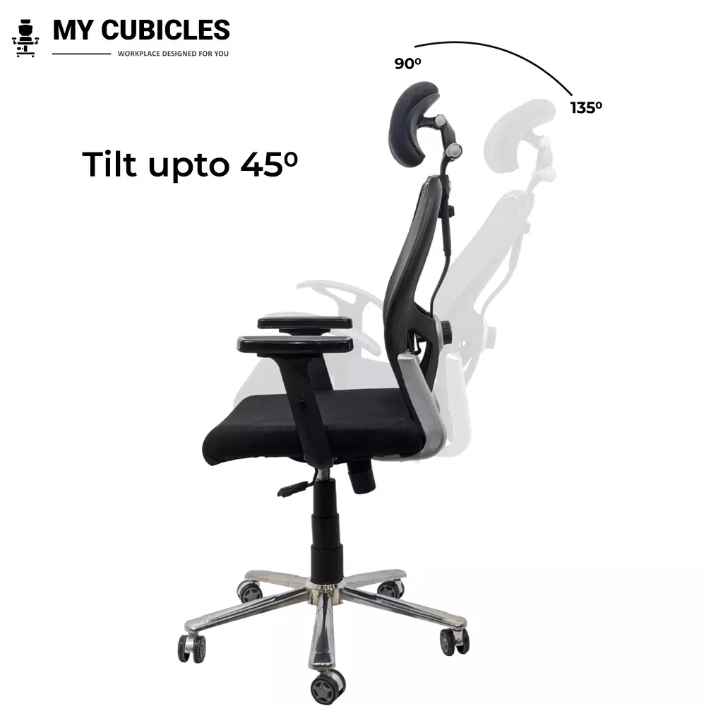 MY CUBICLES Titan Throne Matrix Ergonomic Office Chair High Back Polyurethane Foam Weight Capacity Upto 125 Kg Black, MC0055