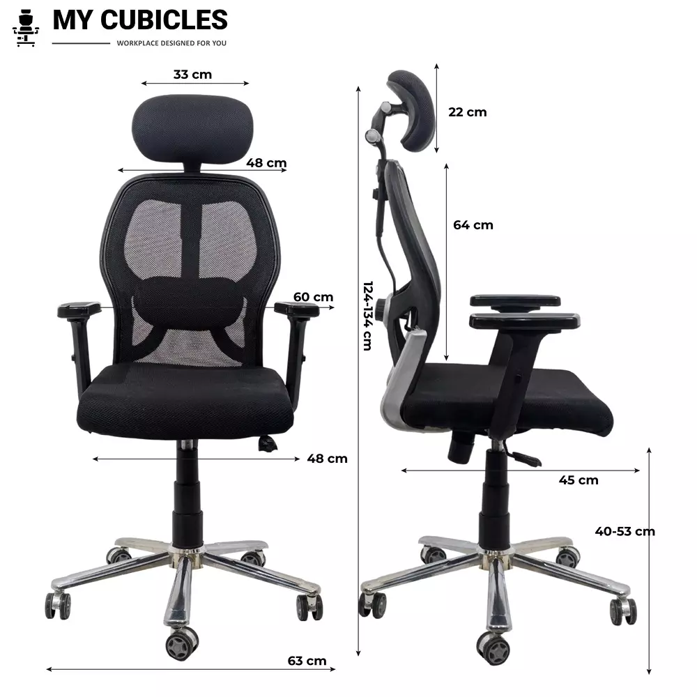 MY CUBICLES Titan Throne Matrix Ergonomic Office Chair High Back Polyurethane Foam Weight Capacity Upto 125 Kg Black, MC0055