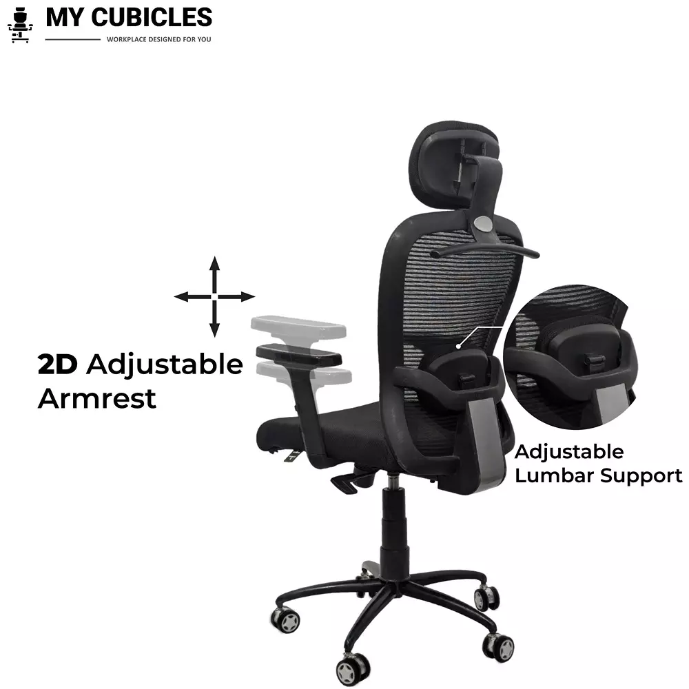 MY CUBICLES Cosmic Horizon Office Ergonomic Chair High Back Polyurethane Foam Weight Capacity Upto 120 Kg Black, MC0060