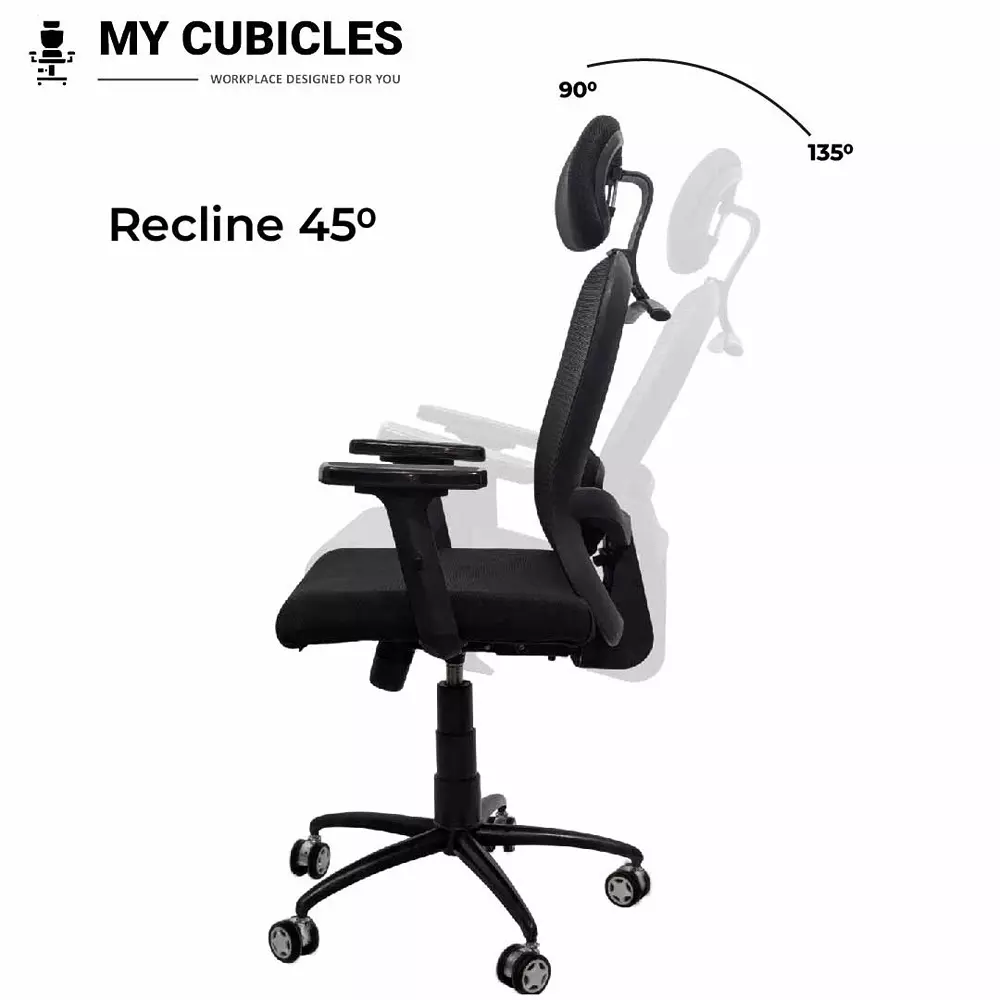 MY CUBICLES Cosmic Horizon Office Ergonomic Chair High Back Polyurethane Foam Weight Capacity Upto 120 Kg Black, MC0060