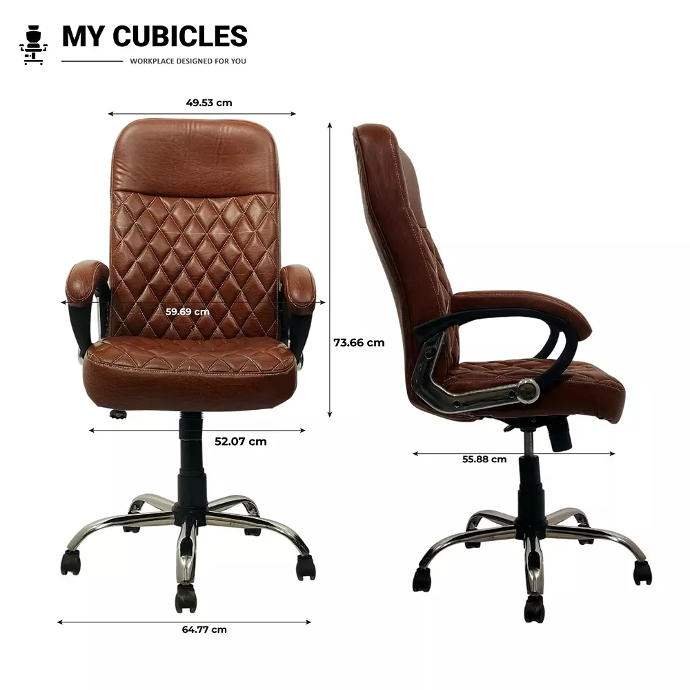 MY CUBICLES Chairisma Executive Boss Chair High Back Polyurethane Foam Weight Capacity Upto 120 Kg Brown, MC0081