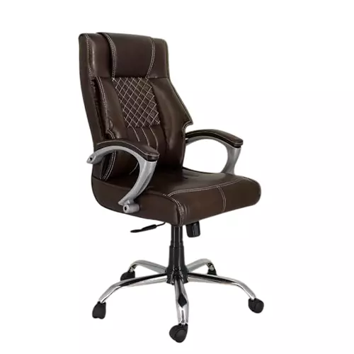 NEWTURN Desire Boss Revolving High Back Arm Rest Office Chair 360° Swivel Premium Leather Brown for Office, Home & School Use