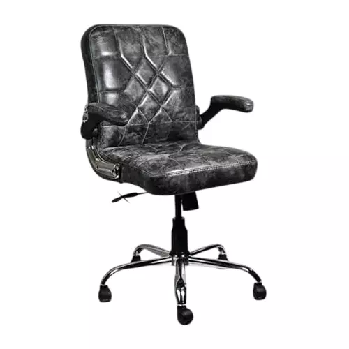 NEWTURN Maxson Revolving Office Chair Mid Back With Cushion 19x19 inch Faux Leather Material 5 Wheel Solid Black
