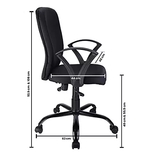 NEWTURN Zebra Office Executive Chair Mid Back Standard Size Synthetic Fiber Material 5 Wheel Revolving Chair Black