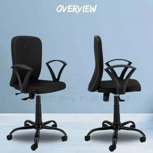 NEWTURN Zebra Office Executive Chair Mid Back Standard Size Synthetic Fiber Material 5 Wheel Revolving Chair Black