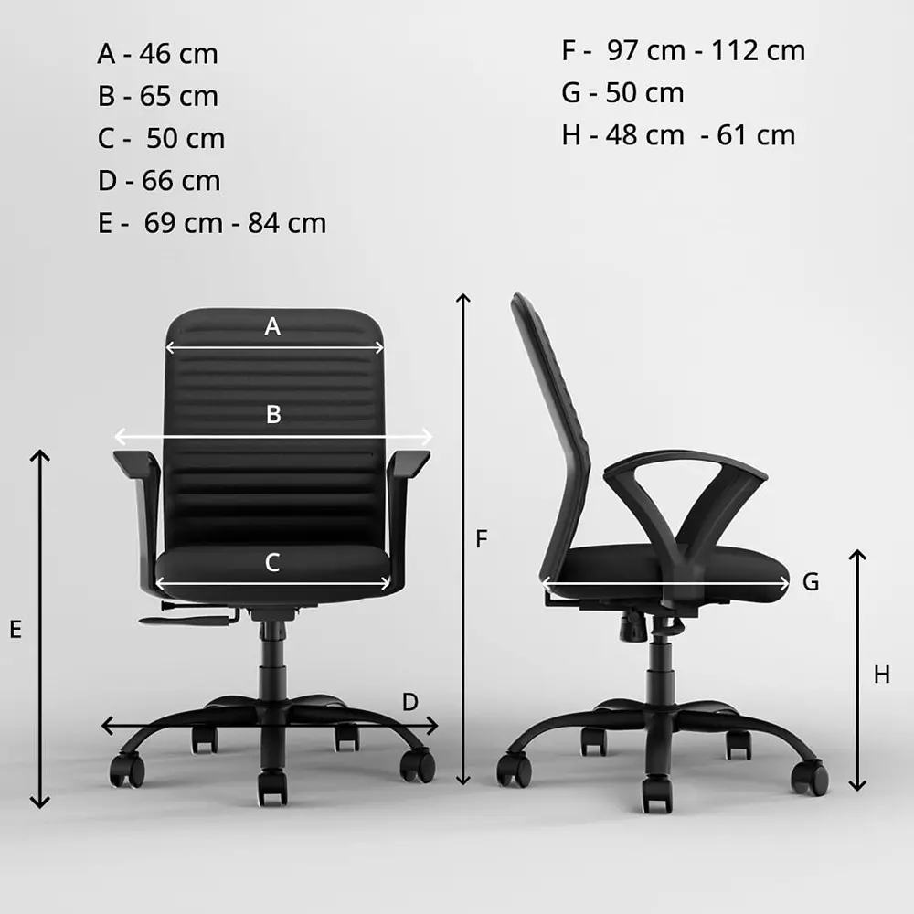 Vergo Office Chair Axis MB Mid Back Black for WFH/Study/Computer Desk with Fixed Armrest